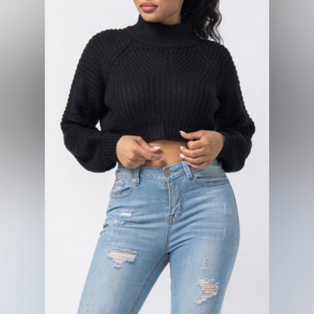 HERA COLLECTION MOCK NECK SWEATER (BLACK)